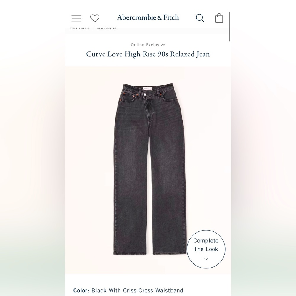 Abercrombie and Finch Curve Love High Rise 90s Relaxed Jean Black